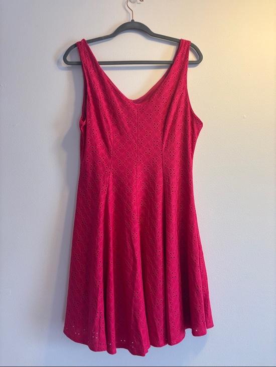 Haute Fox Dresses & Skirts - Sleeveless Raspberry Eyelet Fit & Flare Dress